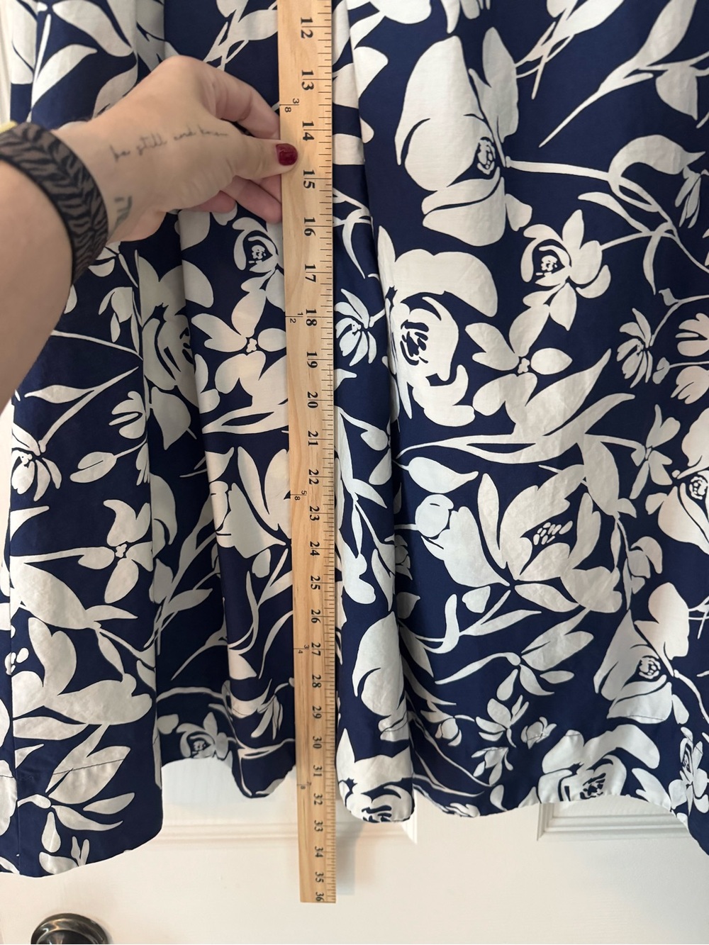 a new day Navy and White Floral A-Line Midi Skirt - Picture 8 of 9